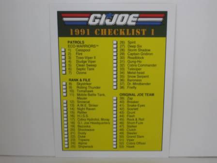 #199 Checklist 1 1991 Hasbro G.I. Joe Card
