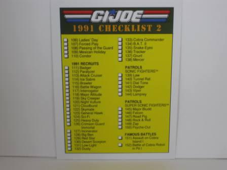 #200 Checklist 2 1991 Hasbro G.I. Joe Card